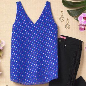 NWT Lilly Pulitzer Florin Top Iris Blue Metallic